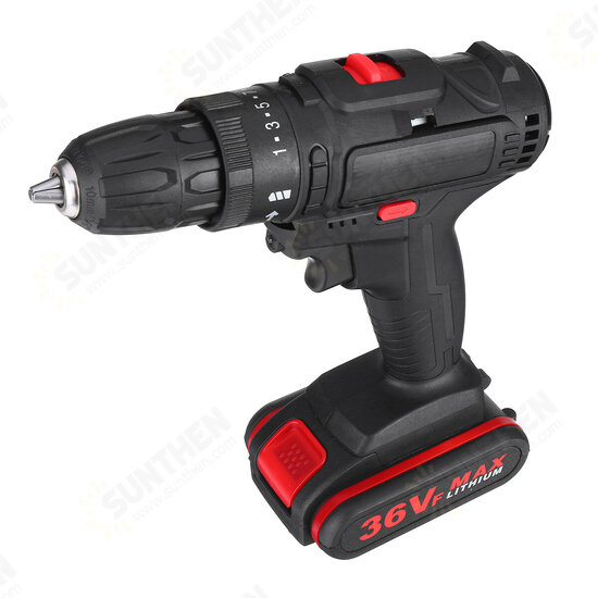 3 in 1 36V 550W Cordless Electric Impact Hammer Drill Screwdriver 2 Speeds W/ 2pcs Battery