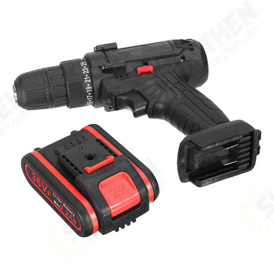 36V Cordless Electric Drill Speed Adjustable with Two Lithium Rechargeable Battery 2 Speed Adjustment Brushless Drill Screwdriver