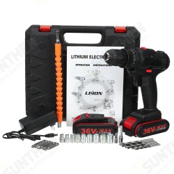36V Cordless Electric Impact Hammer LED Light Drill Screwdriver With 2 Battery Household Power Tools 36V Cordless Electric Impact Hammer LED Light Drill Screwdriver With 2 Battery Household Power Tools