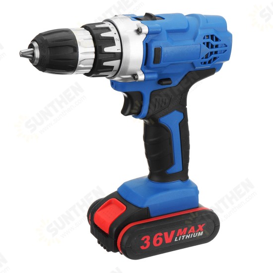 36V Cordless Power Drill Set Double Speed Electric Screwdriver Drill Power Display W/ 1 or 2 Li-Ion Battery