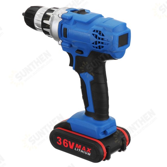 36V Cordless Power Drill Set Double Speed Electric Screwdriver Drill Power Display W/ 1 or 2 Li-Ion Battery