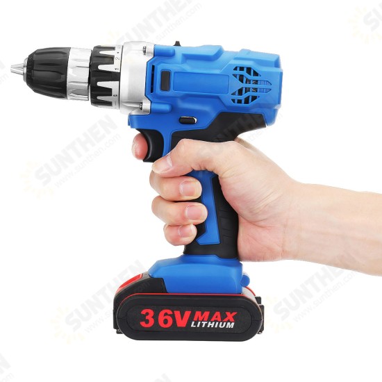 36V Cordless Power Drill Set Double Speed Electric Screwdriver Drill Power Display W/ 1 or 2 Li-Ion Battery