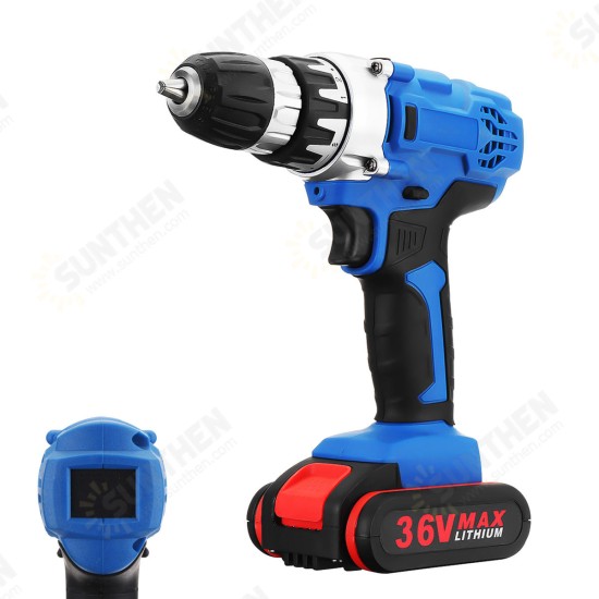 36V Cordless Power Drill Set Double Speed Electric Screwdriver Drill Power Display W/ 1 or 2 Li-Ion Battery 36V Cordless Power Drill Set Double Speed Electric Screwdriver Drill Power Display W/ 1 or 2 Li-Ion Battery