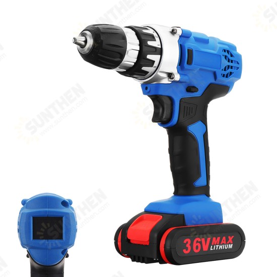 36V Cordless Power Drill Set Double Speed Electric Screwdriver Drill Power Display W/ 1 or 2 Li-Ion Battery