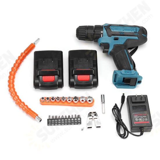 36V Rechargable Lithium Power Dirlls Cordless Electric Drill Set 2 Speed Adjustment LED Lighting Screw Driver Tool With 1 Or 2 Batteries