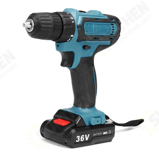 36V Rechargable Lithium Power Dirlls Cordless Electric Drill Set 2 Speed Adjustment LED Lighting Screw Driver Tool With 1 Or 2 Batteries