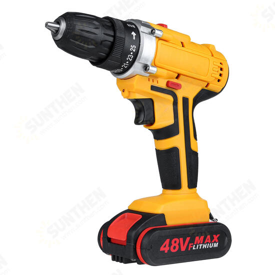 48V 1300mAh Cordless Electric Drill 25+3 Gear Electric Screw Driver Drill With 1 Or 2 Battery