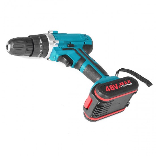48V 2 Speed Power Drills Cordless Electric Drill 13000mAh 25+3 Torque Drilling Tool With 2 Li-ion Batteries