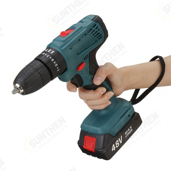 48V Cordless Electric Drill LED Impact Drill 25+3 Gears w/ 1pc or 2pcs Battery