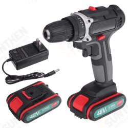 520N.m. 48V Cordless Electric Drill Driver 3/8inch Chuck Rechargeable Power Drill W/ 2pcs Battery
