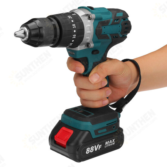 88VF 3 IN 1 Cordless Brushless Drill Electric Screwdriver Hammer Impact Drill 20+3 Torque W/ 1/2pcs Battery