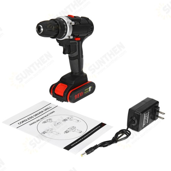 98VF Cordless Electric Impact Drill Screwdriver 25+1 Torque Rechargeable Household Screwdriver