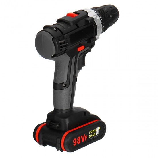 98VF Rechargeable Electric Cordless Impact Drill Screwdriver 25+1 Torque LED