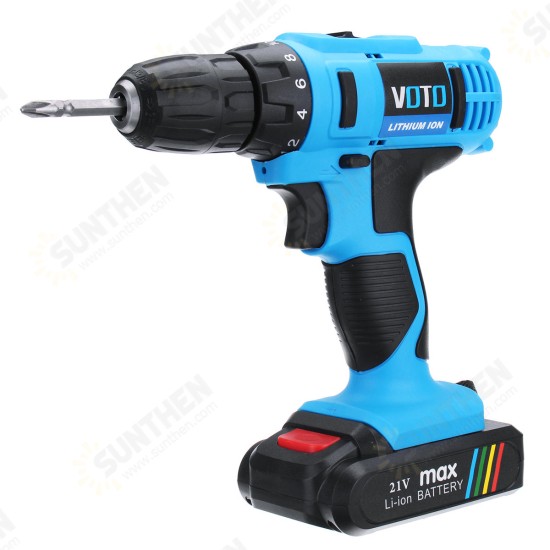 AC 110-220V DC 21V Lithium Cordless Rechargeable Power Drill Electric Screwdriver Two Speed