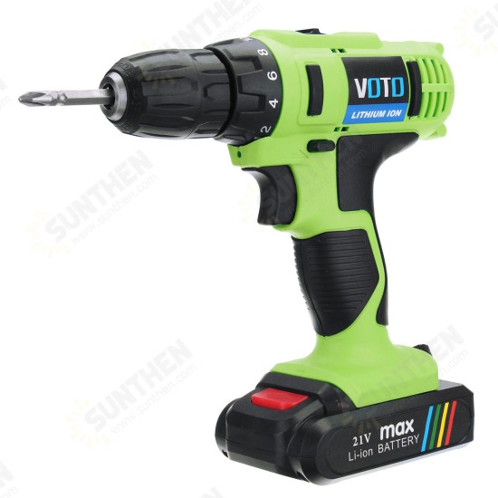 AC 110-220V DC 21V Lithium Cordless Rechargeable Power Drill Electric Screwdriver Two Speed