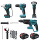 588VF 4Pcs Li-ion Battery Power Tool Set Angle Grinder Cordless Drill Hammer Electric Wrench Fit Makita