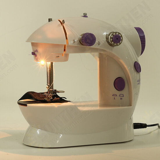 Mini Portable Electric Sewing Machine Stitch Sew Needlework Cordless Clothes Fabrics Sewing Machine W/ Light