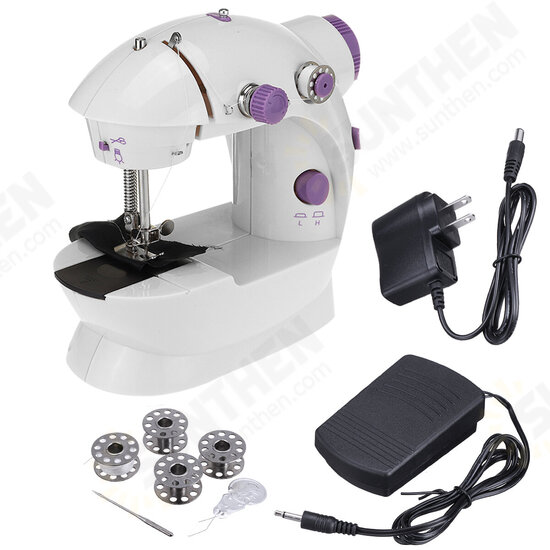 Mini Portable Electric Sewing Machine Stitch Sew Needlework Cordless Clothes Fabrics Sewing Machine W/ Light