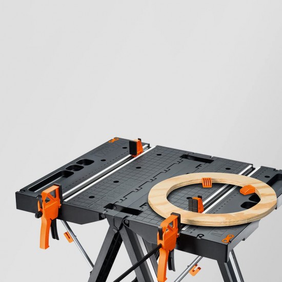 WX051 Multi-Function Work Table Foldable Sawhorse Sawing Table with Quick Clamps