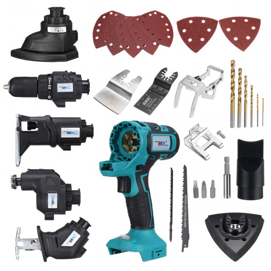 Woodworking Hardware Electric Tools Set Drill/Jig Saw/Reciprocating Saw/Detail Sander/Oscillating Tool Suit Cutting Grinding Multifunctional Toolbox