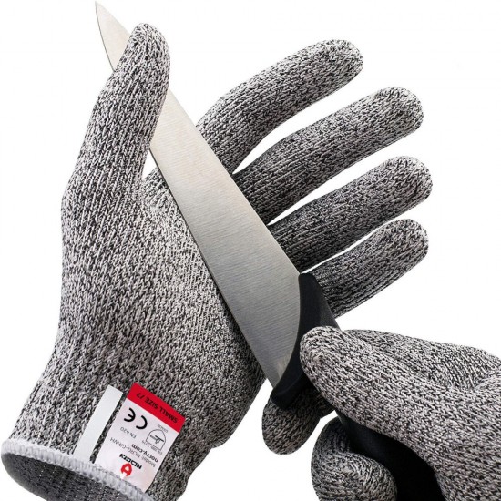 1 Pair Woodworking Cutt-proof Full Finger Gloves Safety Cut Resistant Level 5 Hand Protection Breathable for Anti-cutting Manual Cookware Butcher