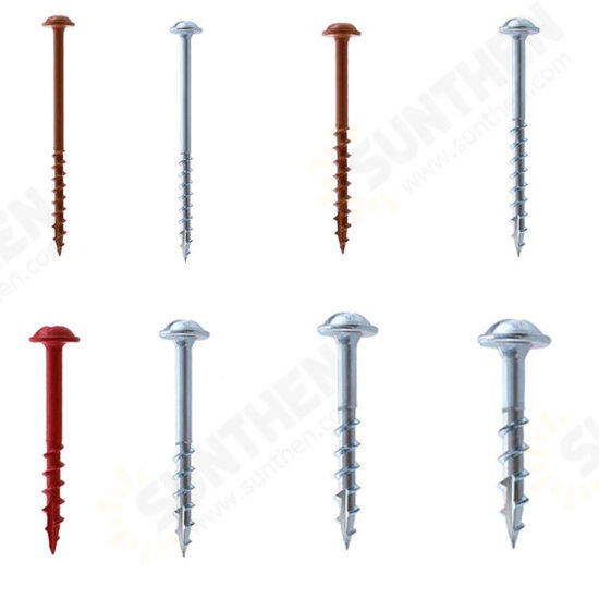 100pcs 25-63mm SQ2 Pocket Hole Screw Coarse Thread Woodworking Self Tapping Screw Oblique Hole Screw Square Driver