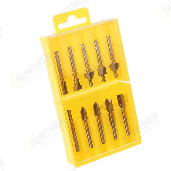 10Pcs 3mm Titanium Coated HSS Router Bit Set 3mm Shank Burr Rotary File Wood Milling Cutter Tool 10Pcs 3mm Titanium Coated HSS Router Bit Set 3mm Shank Burr Rotary File Wood Milling Cutter Tool
