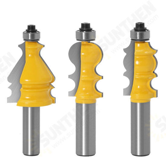 10pcs 12mm Shank Architectural Molding Handrail Router Bits Set Casing Base CNC Line Woodworking Cutters Face Mill