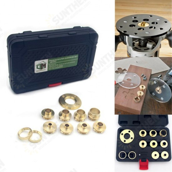 11Pcs Pure Copper Premium Router Guide Bush Set 10-30mm Router Bushing Guide Woodworking Tool 11Pcs Pure Copper Premium Router Guide Bush Set 10-30mm Router Bushing Guide Woodworking Tool