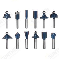 12/15Pcs 1/4 Inch Shank Router Bit Set Woodworking 6.35mm Shank Drill Bits For Trimming Engraving Machine