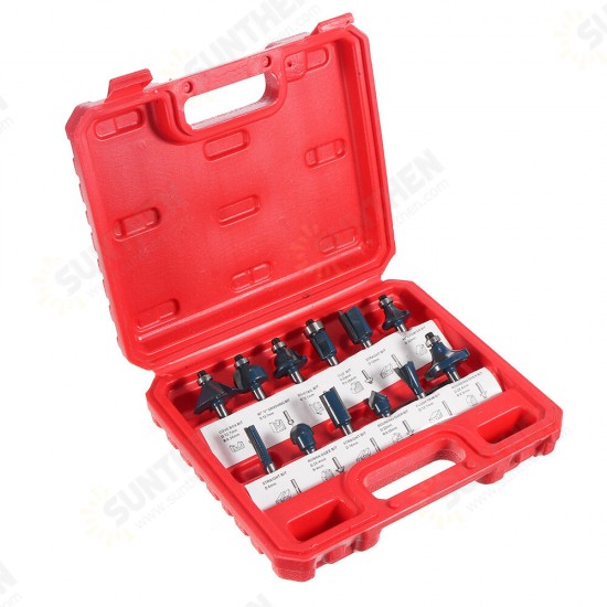 12/15Pcs 1/4 Inch Shank Router Bit Set Woodworking 6.35mm Shank Drill Bits For Trimming Engraving Machine