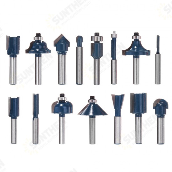 12/15Pcs 1/4 Inch Shank Router Bit Set Woodworking 6.35mm Shank Drill Bits For Trimming Engraving Machine