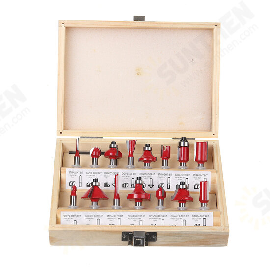 12/15pcs 1/2 1/4 Inch Milling Cutter Router Bit Set for Woodworking