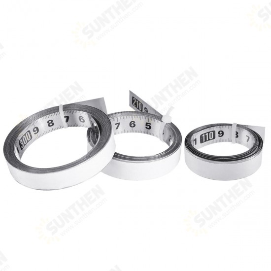 1/2/3 Meters Stainless Steel Miter Track Tape Measure Self Adhesive Metric Scale Straight Ruler