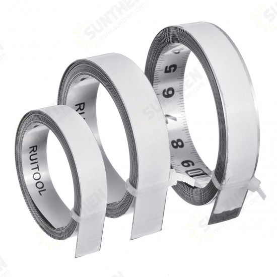 1/2/3 Meters Stainless Steel Miter Track Tape Measure Self Adhesive Metric Scale Straight Ruler