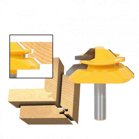 12MM 1/2inch Shank Large 45 Degree Lock Miter Router Bit 1inch Stock Tenon Milling Cutter for Woodworking Tools Wood