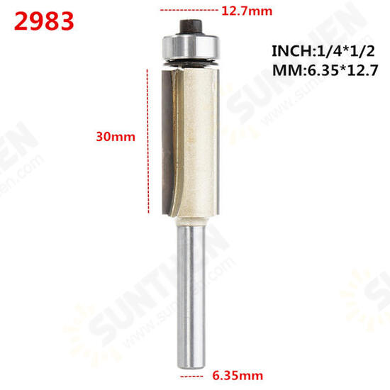 1/4 Inch Shank 1/4 to 1/2 Inch Flush Trim Router Bits for Woodworking Tool