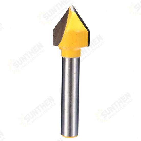 1/4 Inch Shank 60 Degree V Groove Router Bit Carbide Tipped Hardwood Cutting Cutter