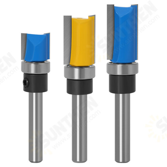 1/4inch/6mm Shank Flush Trim Router Bit Pattern Bit Top Bottom Bearing Blade Template Wood Milling Cutter Carpenter