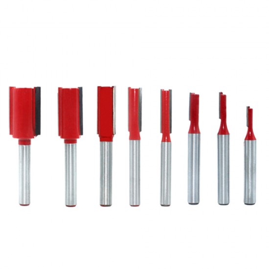 1/7/8Pcs 1/4 Inch 6.35mm Shank Single/Double Blade Straight Bit Router Bit Milling Cutting For Wood Tool Trimming
