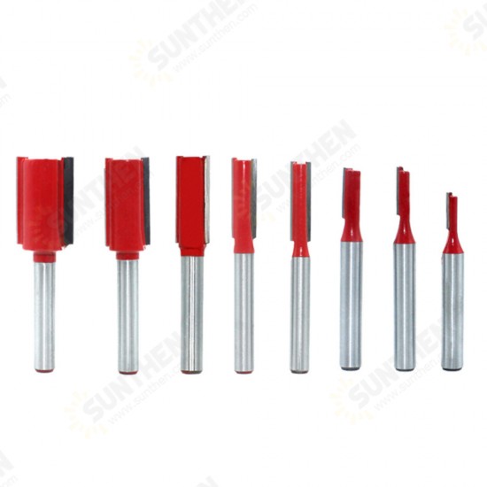 1/7/8Pcs 1/4 Inch 6.35mm Shank Single/Double Blade Straight Bit Router Bit Milling Cutting For Wood Tool Trimming