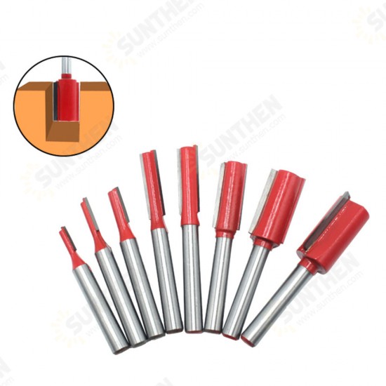 1/7/8Pcs 1/4 Inch 6.35mm Shank Single/Double Blade Straight Bit Router Bit Milling Cutting For Wood Tool Trimming