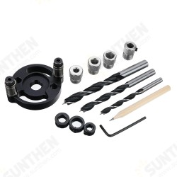 2 In 1 Woodworking 6/8/10mm Self-centering Dowel Jig Center Hole Drill Guide and Center Line Scriber Scribing Tool with 3 Drill Bits and Pen