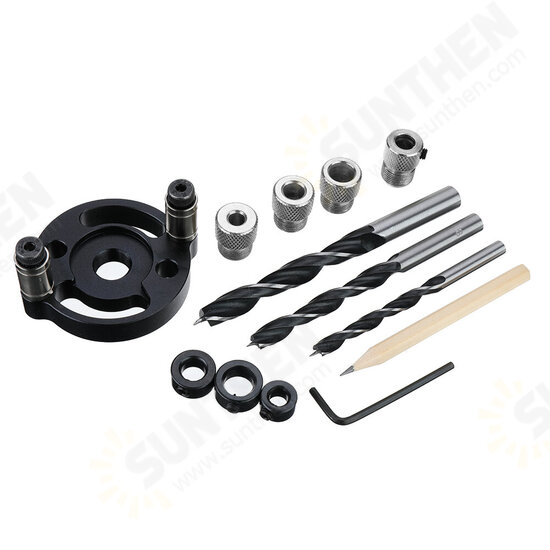 2 In 1 Woodworking 6/8/10mm Self-centering Dowel Jig Center Hole Drill Guide and Center Line Scriber Scribing Tool with 3 Drill Bits and Pen 2 In 1 Woodworking 6/8/10mm Self-centering Dowel Jig Center Hole Drill Guide and Center Line Scriber Scribing Tool with 3 Drill Bits and Pen