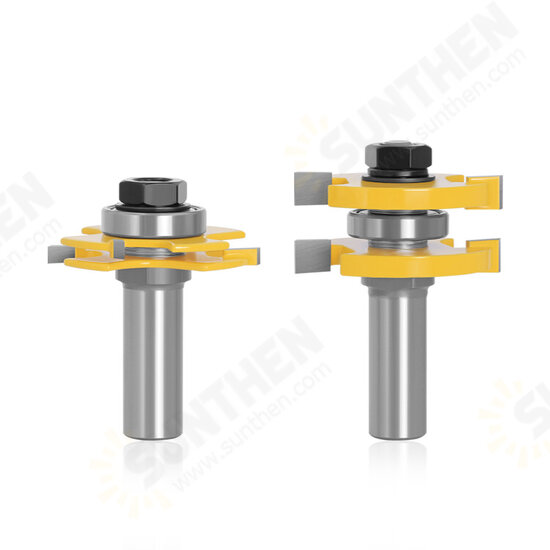 2pcs 1/2 Inch 12mm Shank Tongue Grooving Joint Router Bit T-Slot Tenon Milling Cutter for Wood Woodworking 2pcs 1/2 Inch 12mm Shank Tongue Grooving Joint Router Bit T-Slot Tenon Milling Cutter for Wood Woodworking