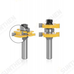 2pcs 1/2 Inch 12mm Shank Tongue Grooving Joint Router Bit T-Slot Tenon Milling Cutter for Wood Woodworking