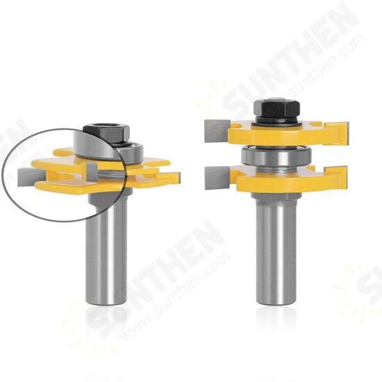 2pcs 1/2 Inch 12mm Shank Tongue Grooving Joint Router Bit T-Slot Tenon Milling Cutter for Wood Woodworking 2pcs 1/2 Inch 12mm Shank Tongue Grooving Joint Router Bit T-Slot Tenon Milling Cutter for Wood Woodworking