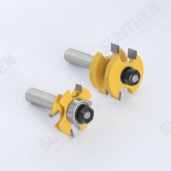 2pcs 1/2 Inch 12mm Shank Tongue Grooving Joint Router Bit T-Slot Tenon Milling Cutter for Wood Woodworking 2pcs 1/2 Inch 12mm Shank Tongue Grooving Joint Router Bit T-Slot Tenon Milling Cutter for Wood Woodworking