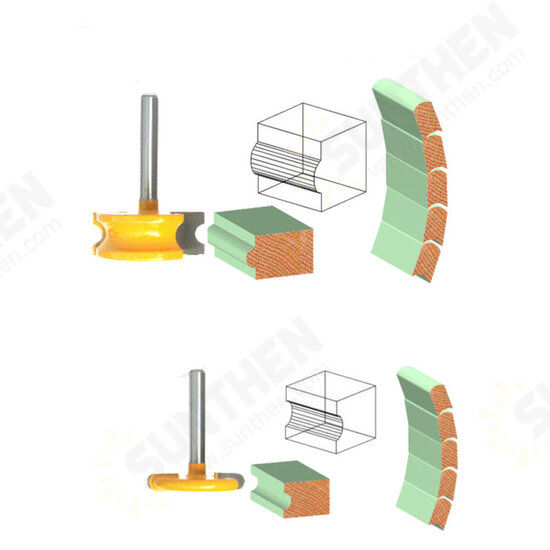 2pcs 1/4inch Shank Flute and Bead Router Bit Arc Woodwork T-Shaped Tenon Bits Slotting Router Bit Set Milling Cutter for Wood 2pcs 1/4inch Shank Flute and Bead Router Bit Arc Woodwork T-Shaped Tenon Bits Slotting Router Bit Set Milling Cutter for Wood