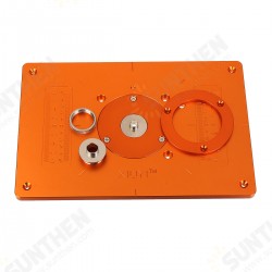 300mm Trimming Machine Flip Plate Aluminum Router Table Insert Plate with Bushing and Cover for Electric Wood Milling Guide Table 300mm Trimming Machine Flip Plate Aluminum Router Table Insert Plate with Bushing and Cover for Electric Wood Milling Guide Table